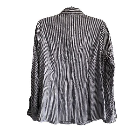 Max VOLMARY Diamonds And Pearls Striped Button Front Shirt Blue White 14 - Picture 9 of 11